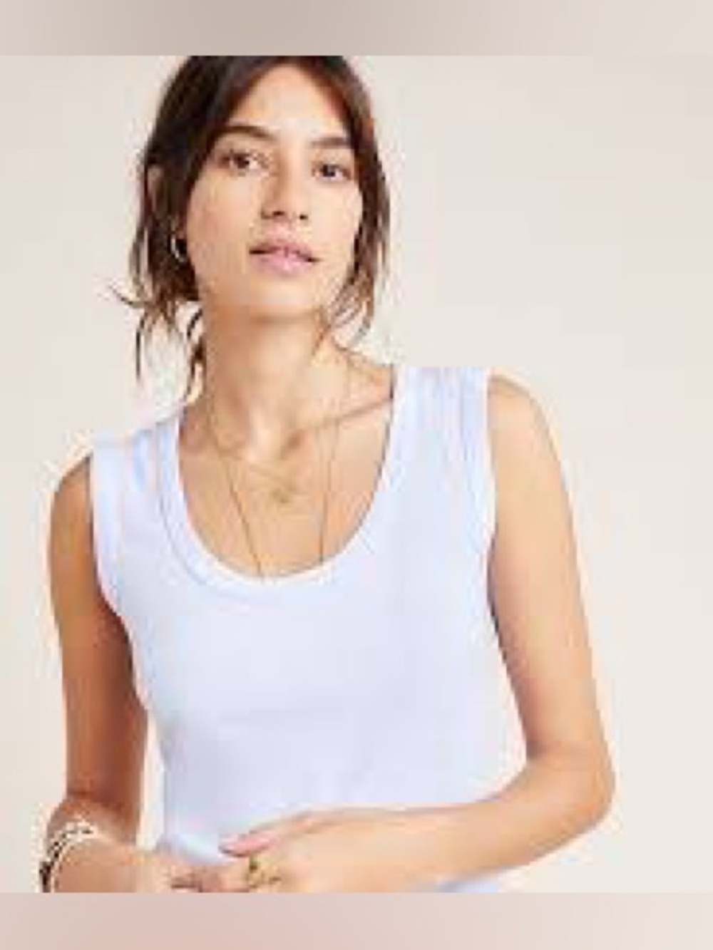 Anthropologie | T.La | Alissa Layering Tank | Scoop Neck Sleeveless | White | L